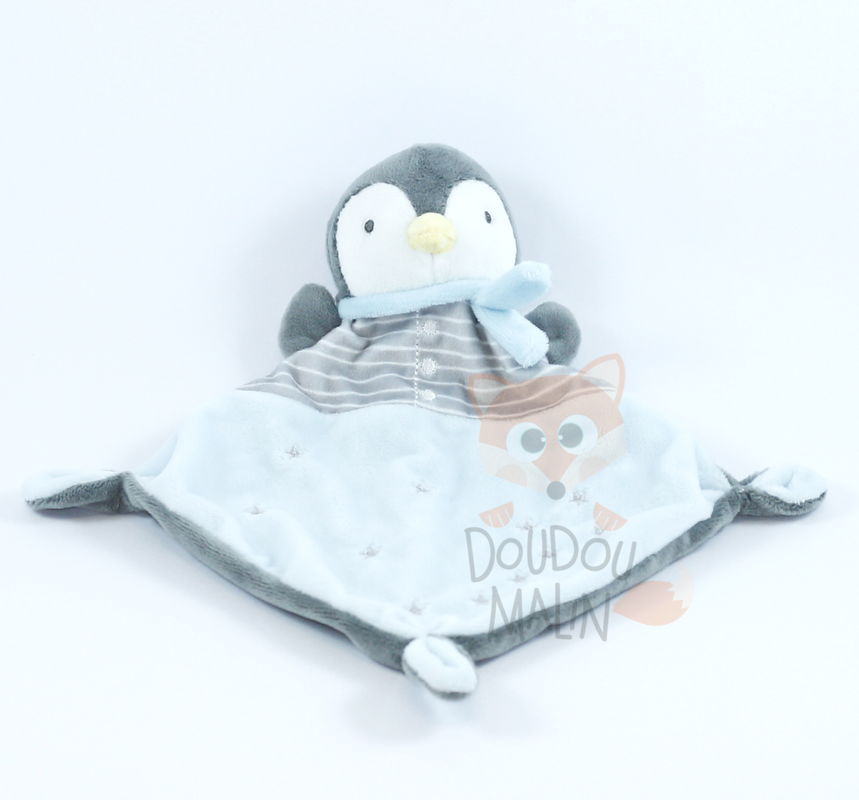  baby comforter penguin blue grey star 